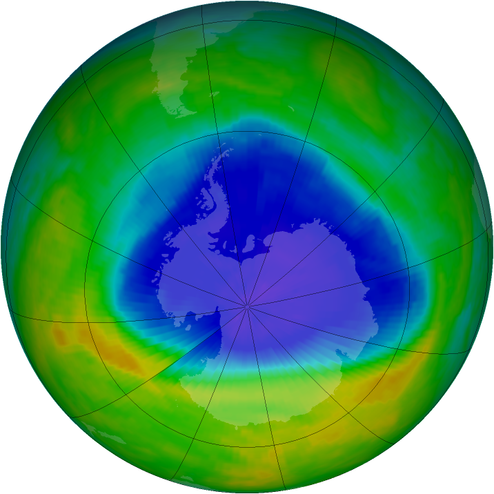 Antarctic ozone map for 29 October 1985